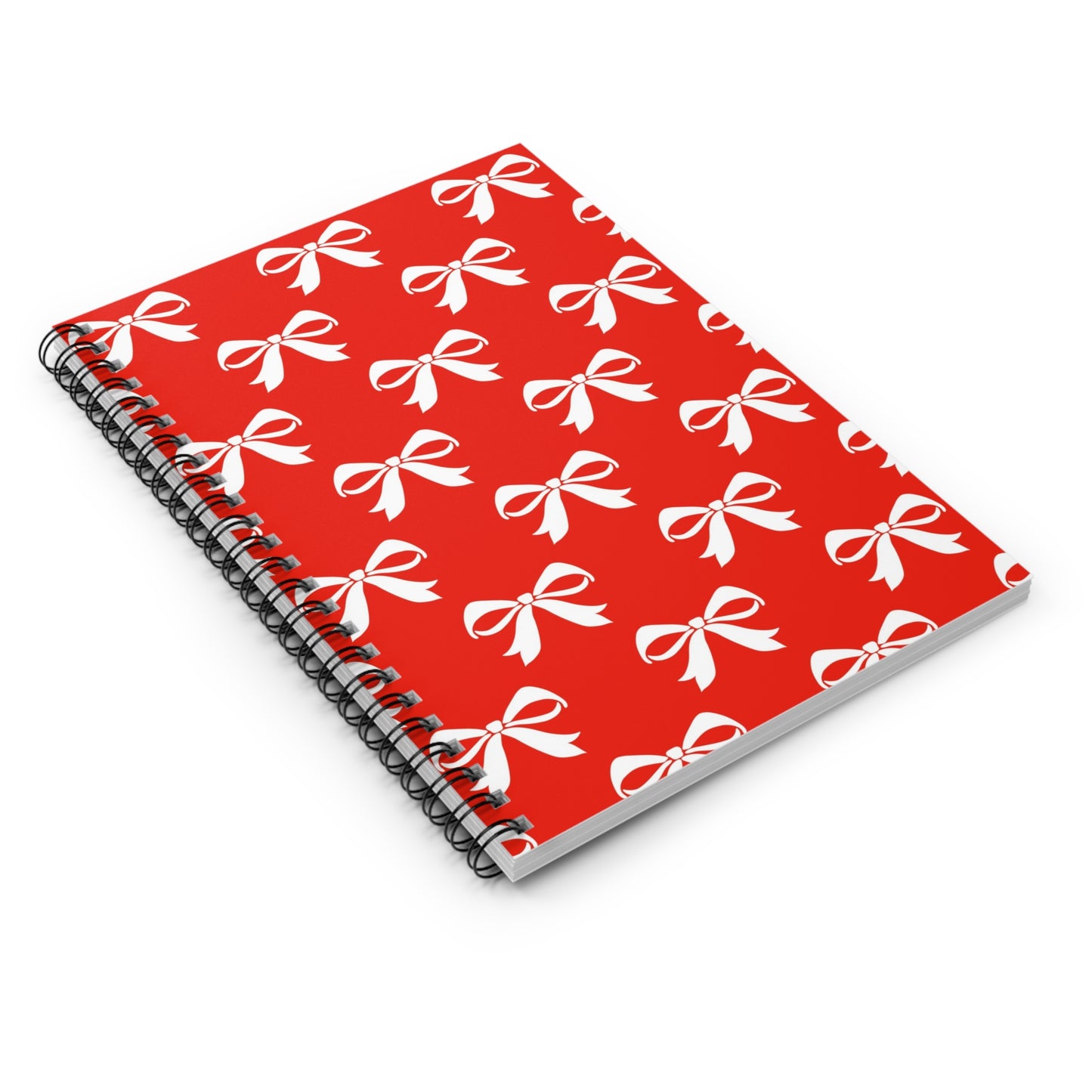 Spiral Notebook - Ruled Line Girlie Bow Red Solid