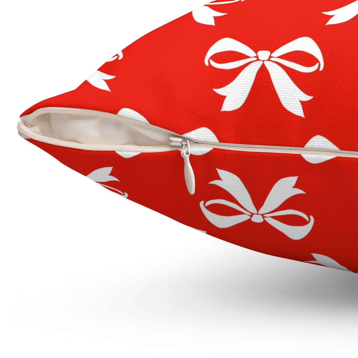 Spun Polyester Square Pillow Girlie Bow Red Solid