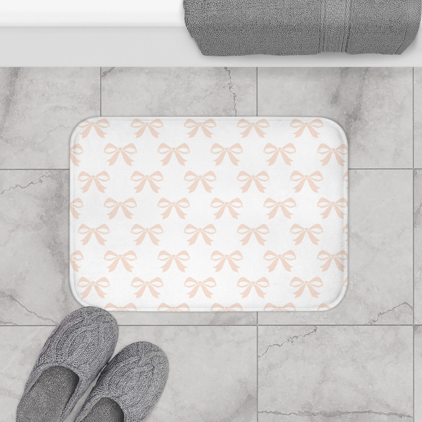 Bath Mat Girlie Bow Light Pink