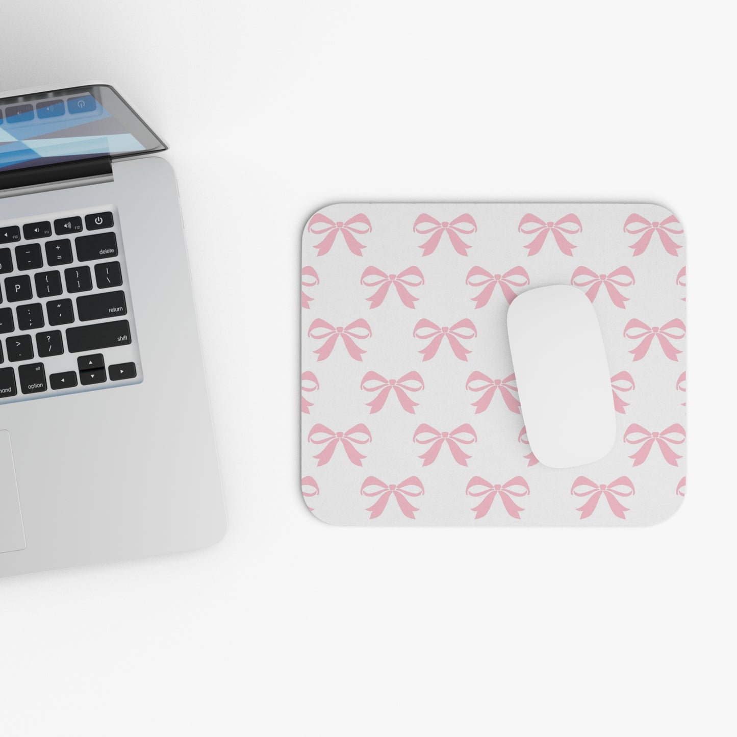 Mouse Pad (Rectangle) Girlie Bow Pink