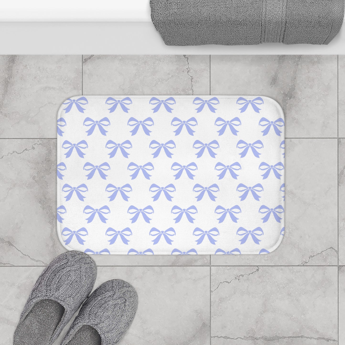 Bath Mat Girlie Bow Blue
