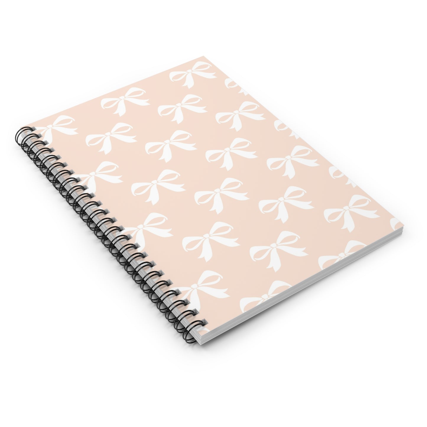 Spiral Notebook - Ruled Line Girlie Bow Light Pink Solid
