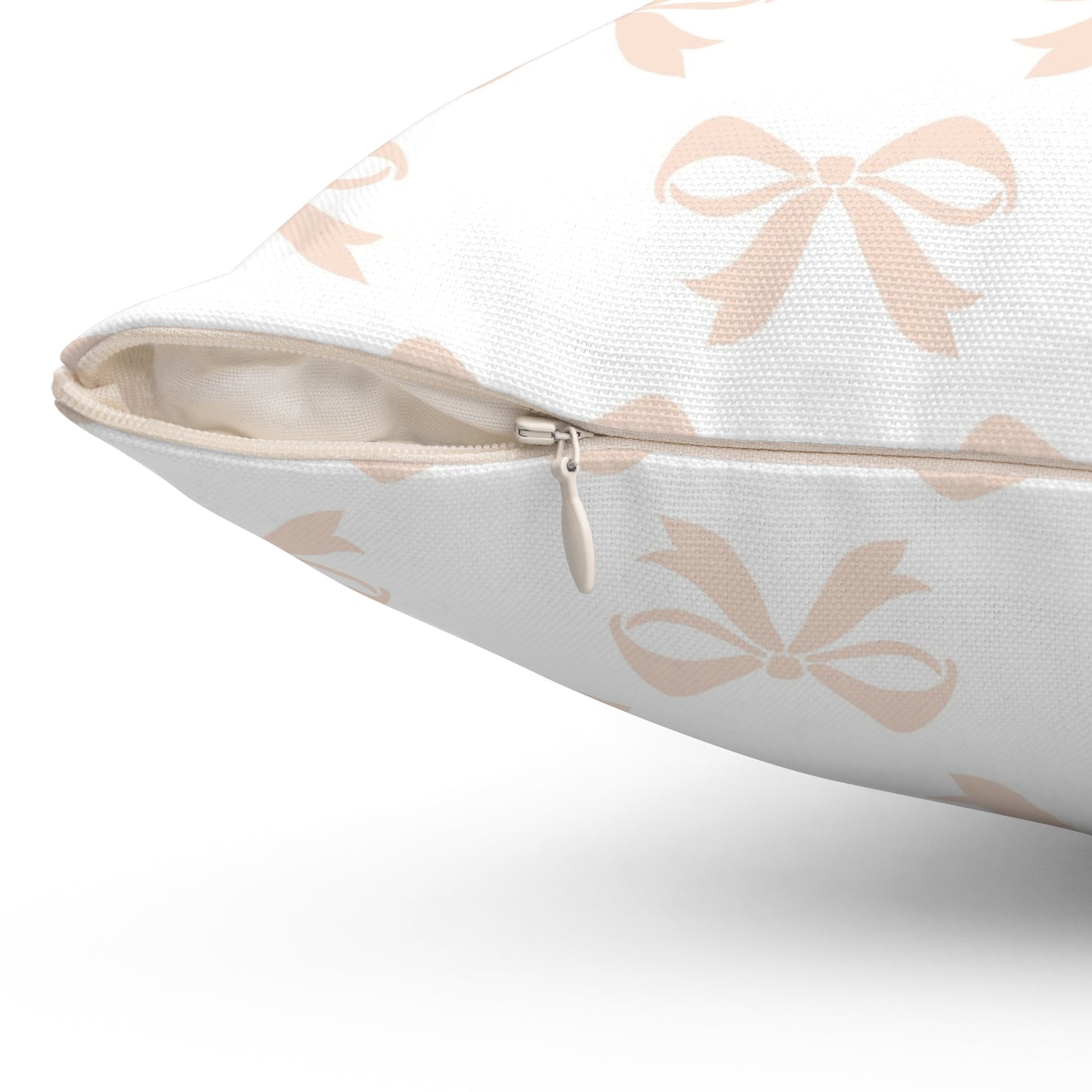 Spun Polyester Square Pillow Girlie Bow Light Pink