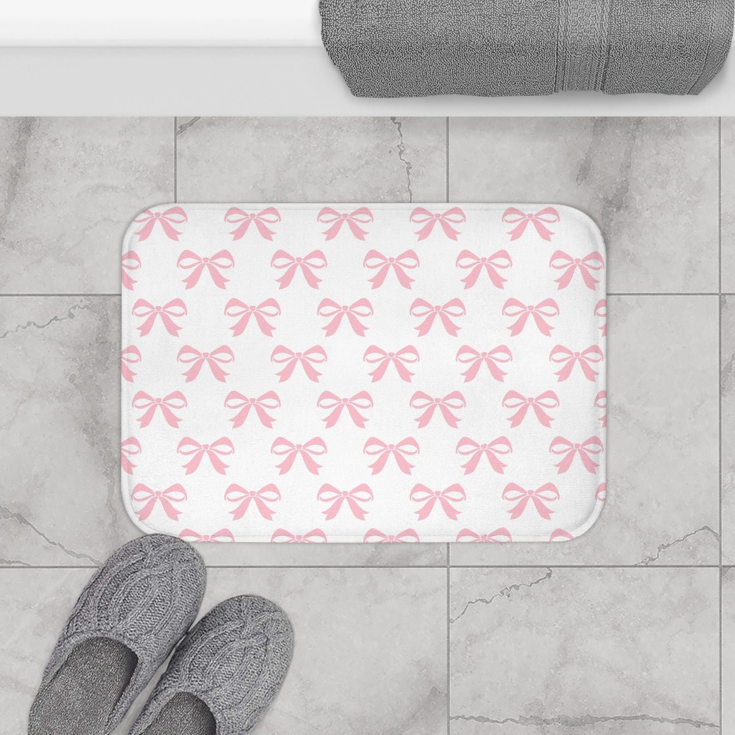 Bath Mat Girlie Bow Pink