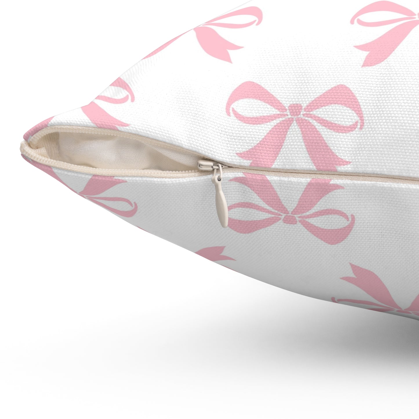 Spun Polyester Square Pillow Girlie Bow Pink