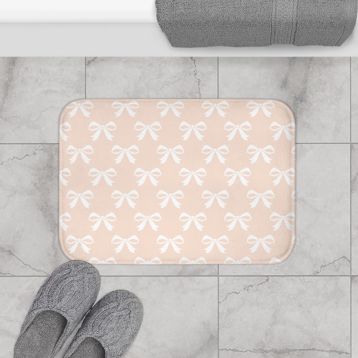 Bath Mat Girlie Bow Light Pink Solid