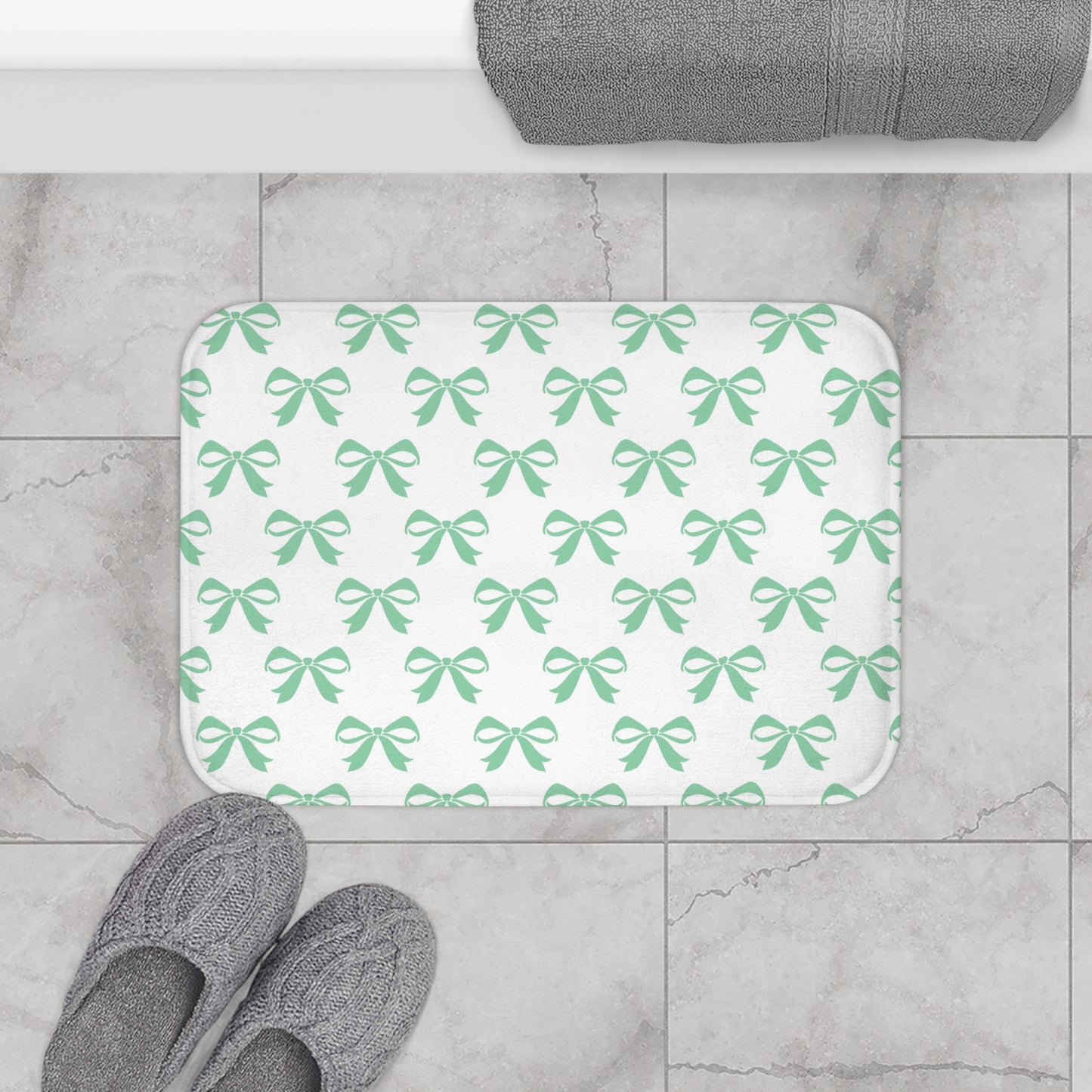 Bath Mat Girlie Bow Green