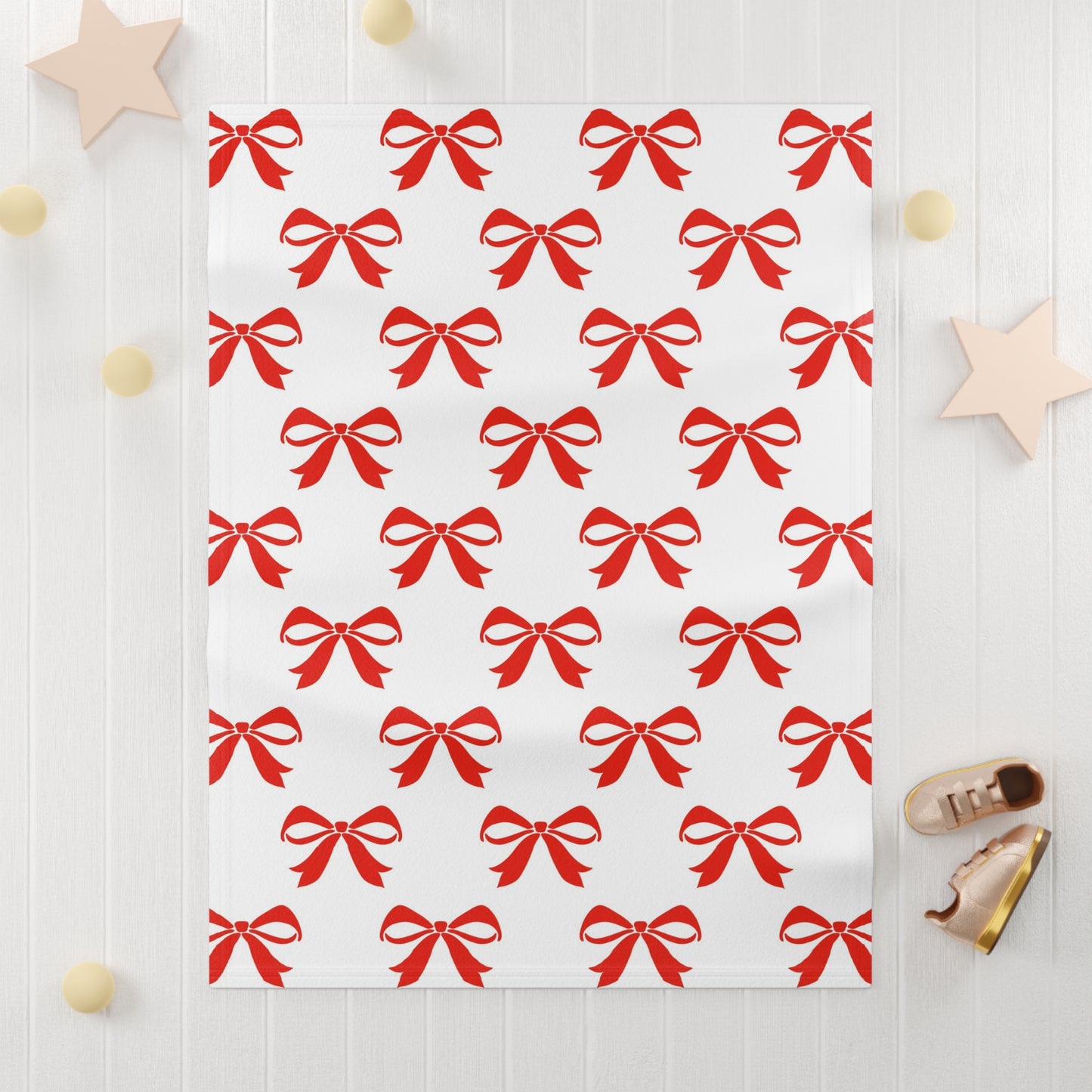 Soft Fleece Baby Blanket Girlie Bow Red