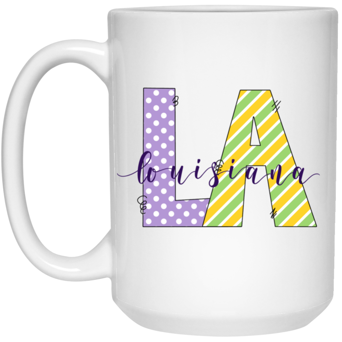 Mardi Gras LA 15oz White Mug