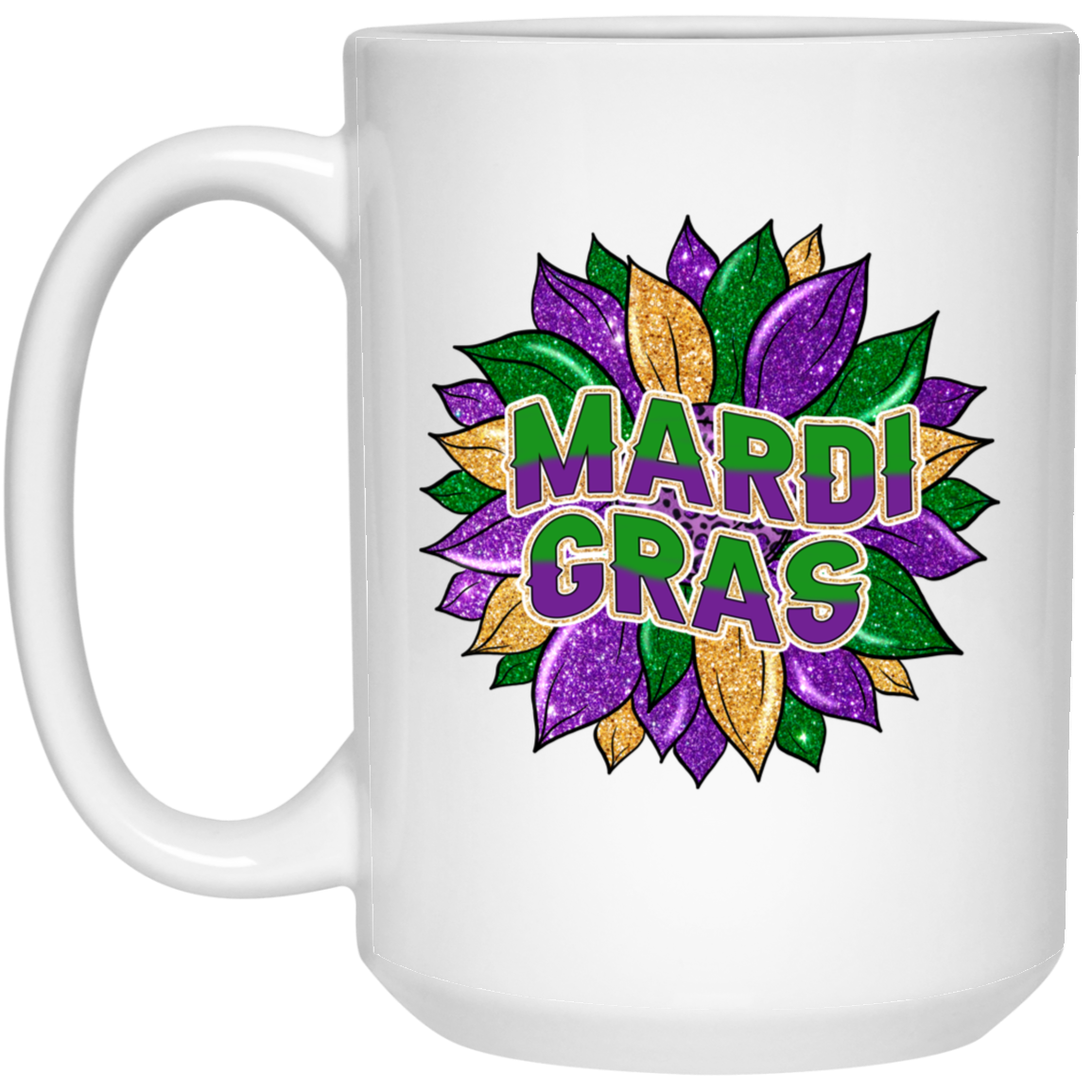 Mardi Gras 15oz White Mug