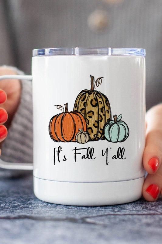 It's Fall Y'all Triple Pumpkins Coffee Travel Cup