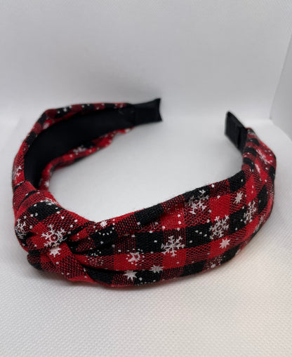 Red Black Plaid Snowflake Headband - Southern Chic Magnolias, LLC