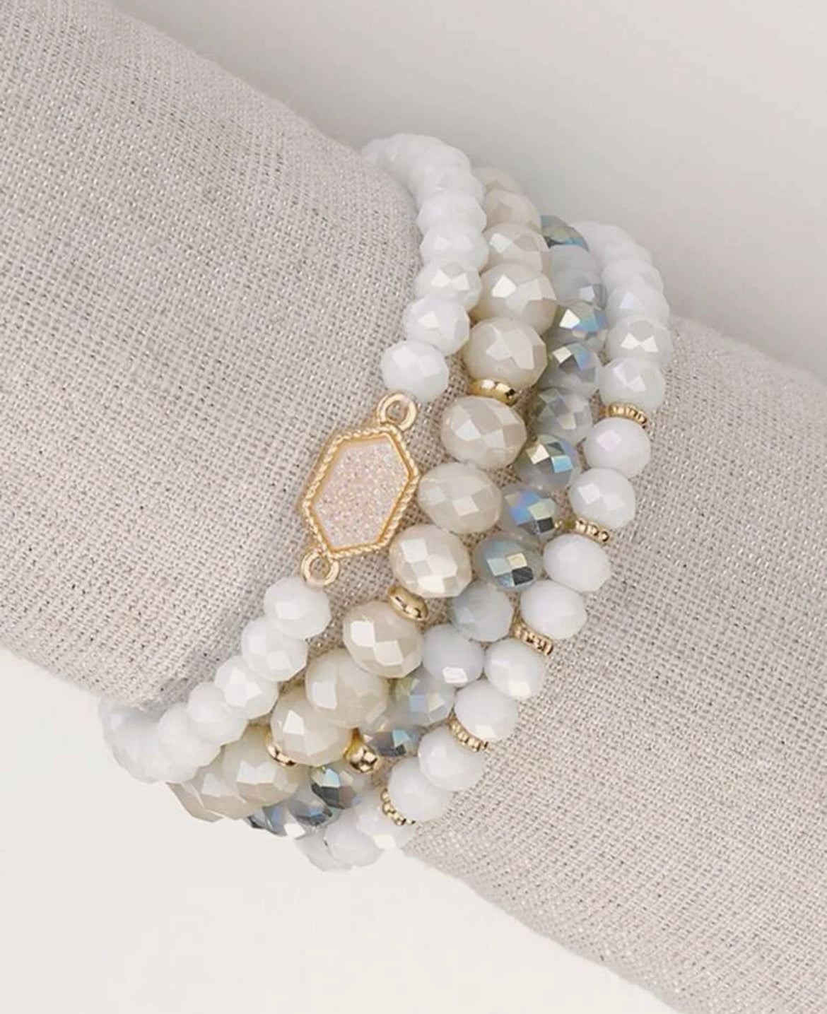 4pc White Multi Beaded Bracelet - Southern Chic Magnolias, LLC