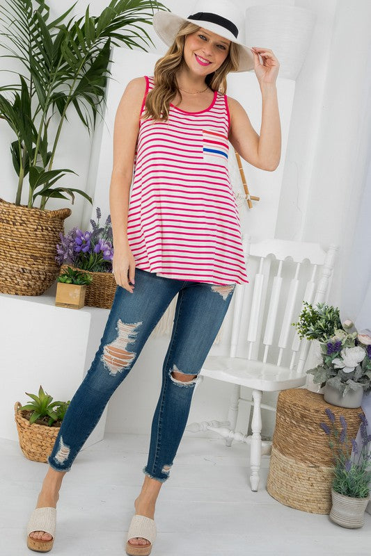 PLUS MIXED STRIPE TANK TOP - Southern Chic Magnolias, LLC