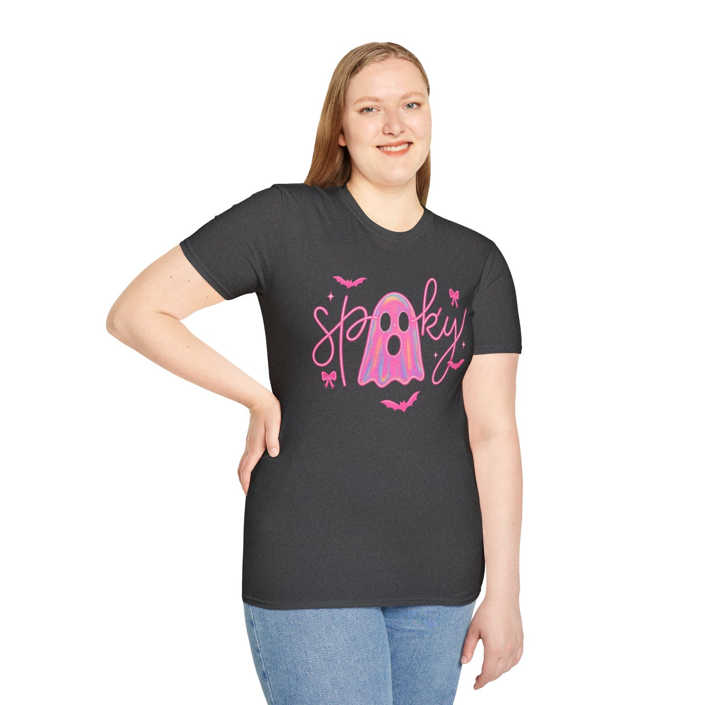 Spooky Pink Ghost Unisex Softstyle T-Shirt
