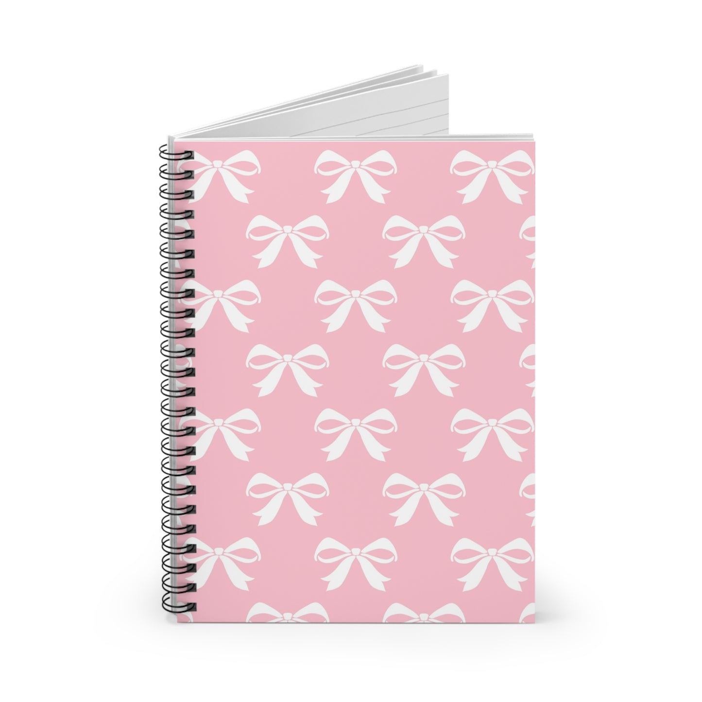 Spiral Notebook - Ruled Line Girlie Bow Pink Solid