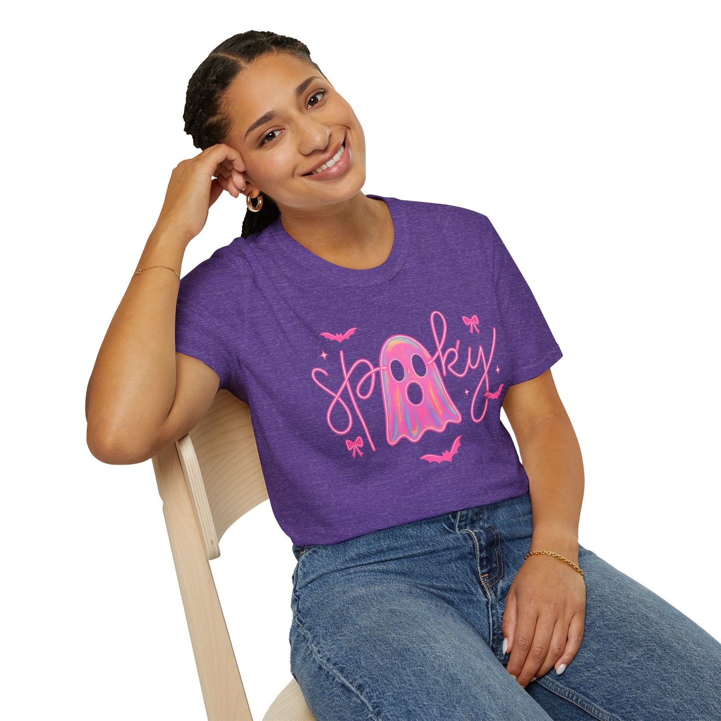 Spooky Pink Ghost Unisex Softstyle T-Shirt