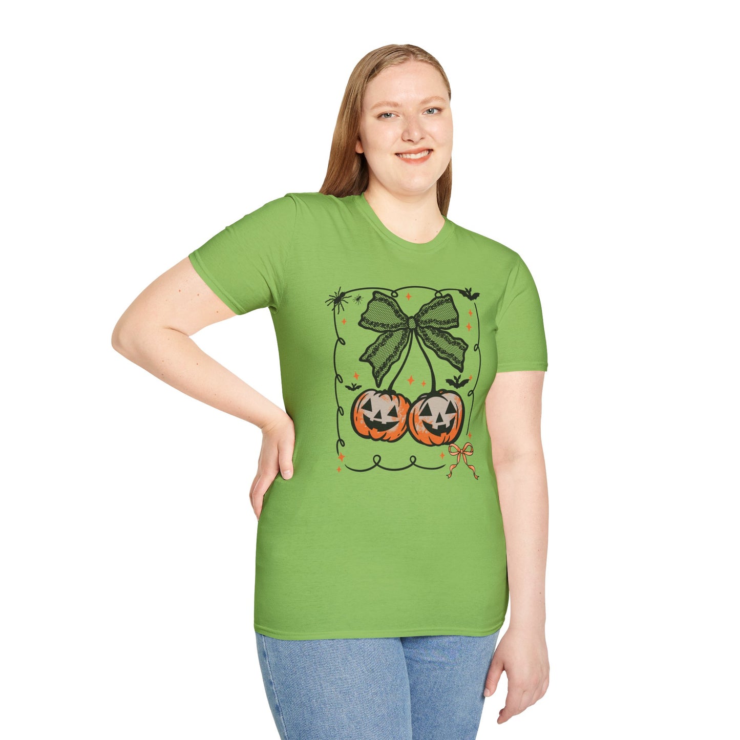 Lace Bow Orange Pumpkin Unisex Softstyle T-Shirt