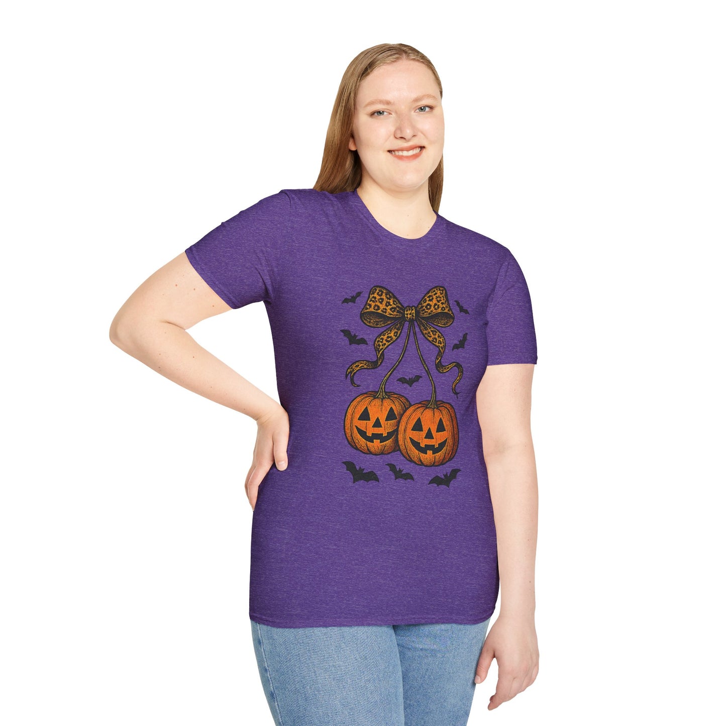 Leopard Bow Pumpkins Unisex Softstyle T-Shirt