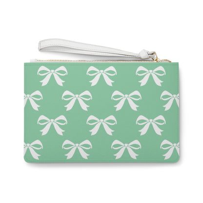Clutch Bag Girlie Bow Green Solid
