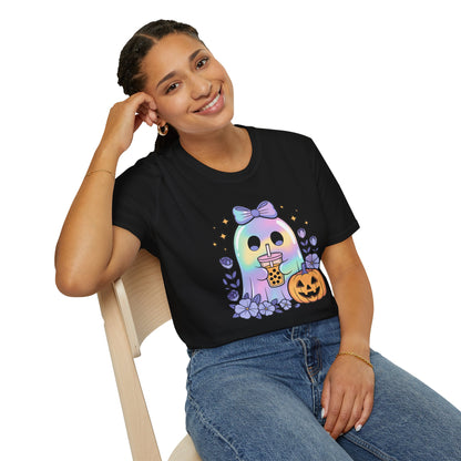 Iridescent Ghost with Coffee Unisex Softstyle T-Shirt