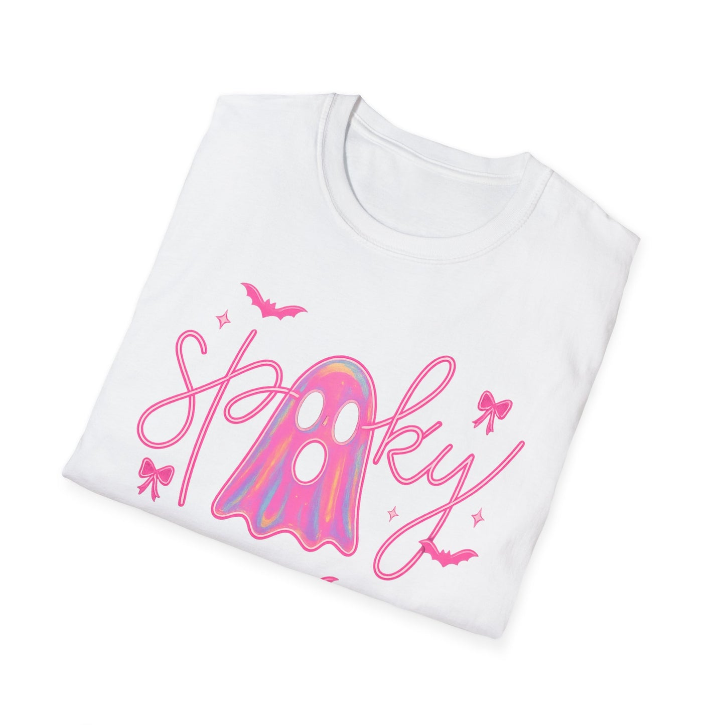 Spooky Pink Ghost Unisex Softstyle T-Shirt