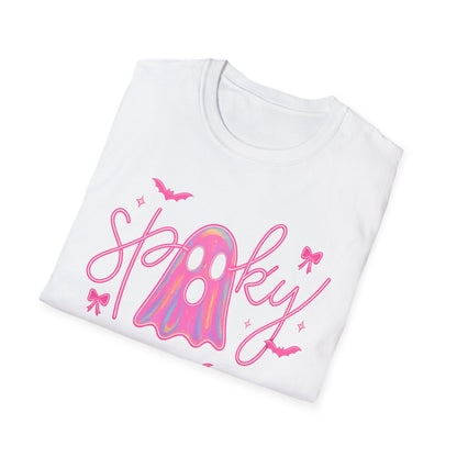 Spooky Pink Ghost Unisex Softstyle T-Shirt