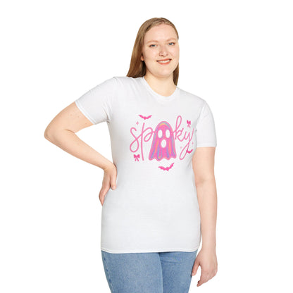 Spooky Pink Ghost Unisex Softstyle T-Shirt