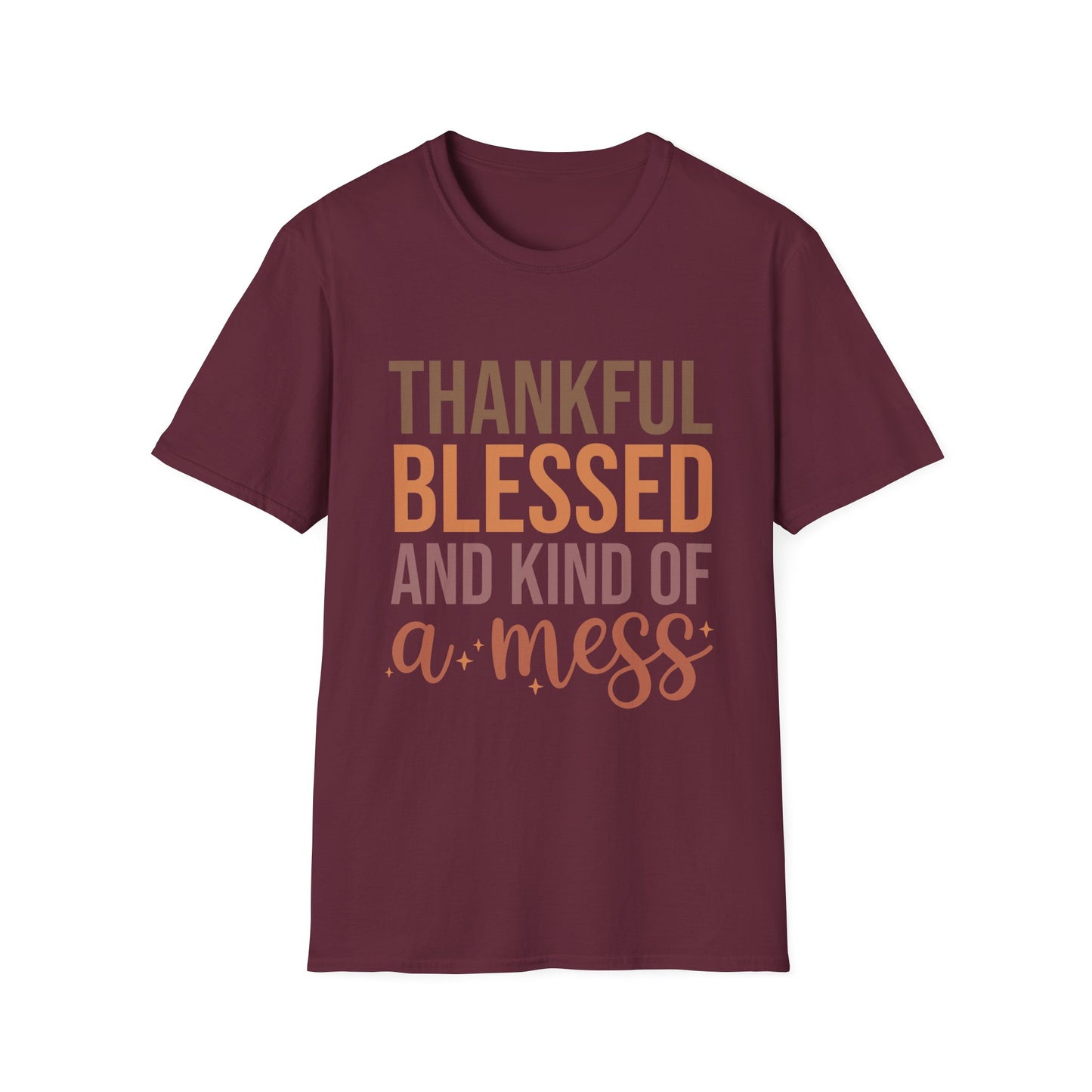 Thankful Blessed Mess Unisex Softstyle T-Shirt