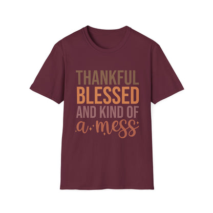 Thankful Blessed Mess Unisex Softstyle T-Shirt