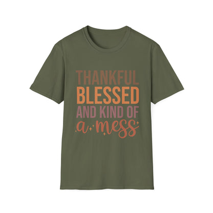 Thankful Blessed Mess Unisex Softstyle T-Shirt