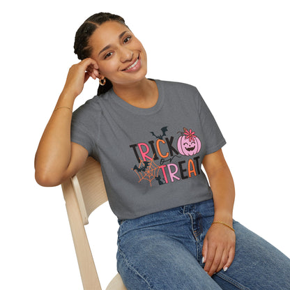 Trick Or Treat Pink Pumpkin Unisex Softstyle T-Shirt
