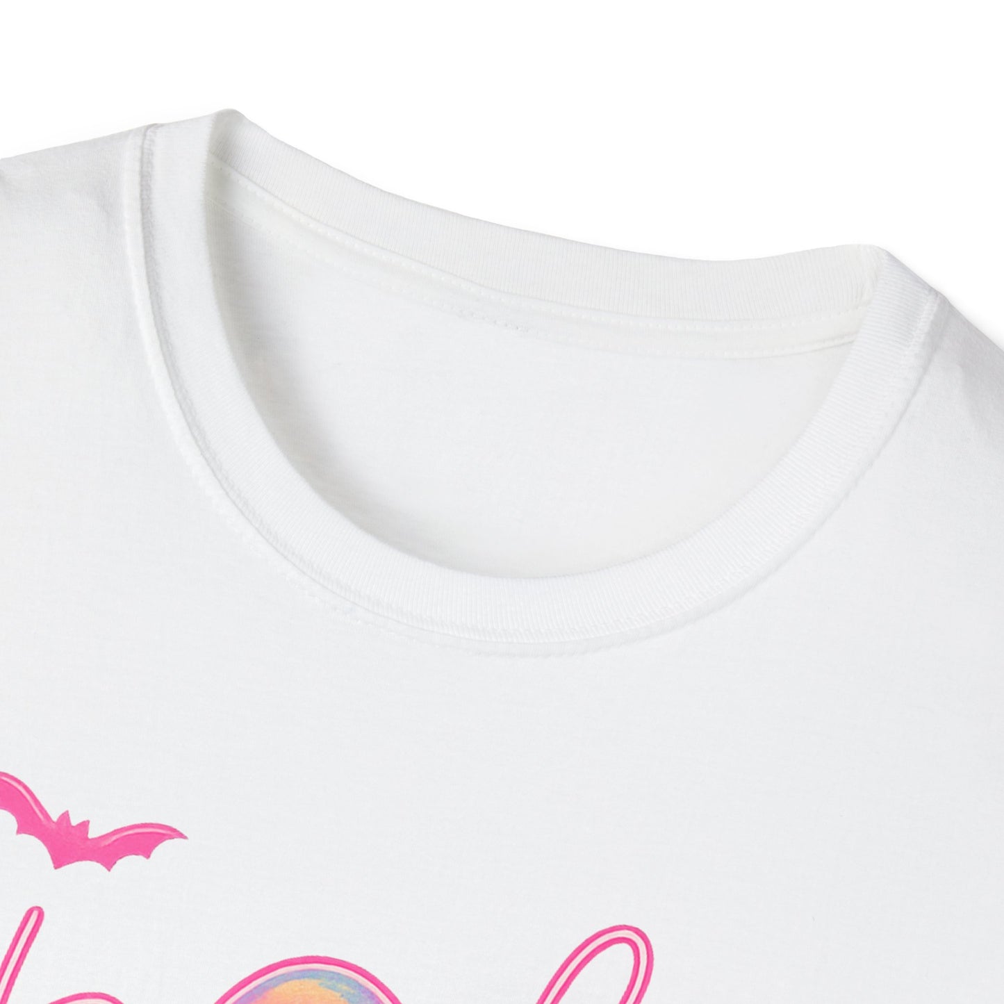 Spooky Pink Ghost Unisex Softstyle T-Shirt