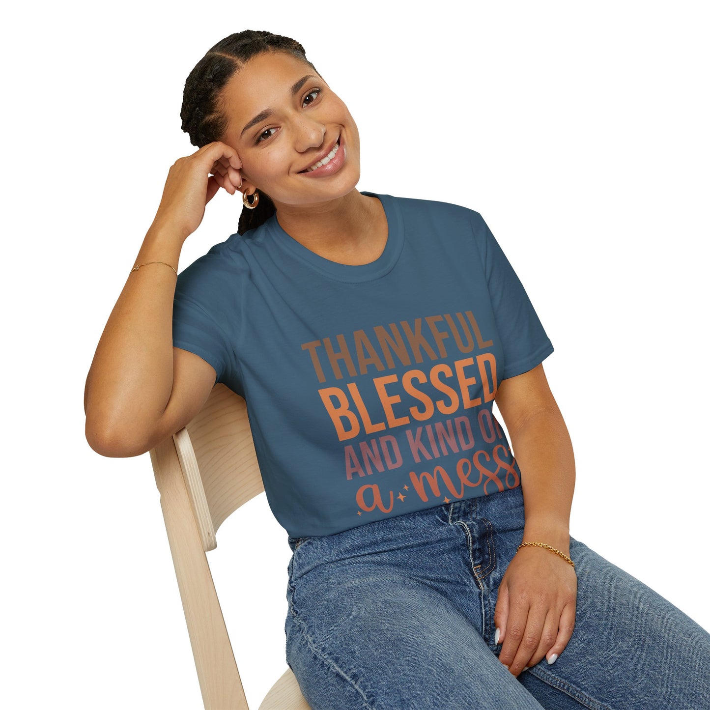 Thankful Blessed Mess Unisex Softstyle T-Shirt