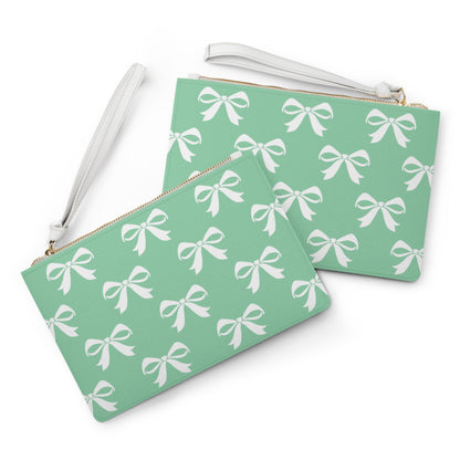 Clutch Bag Girlie Bow Green Solid