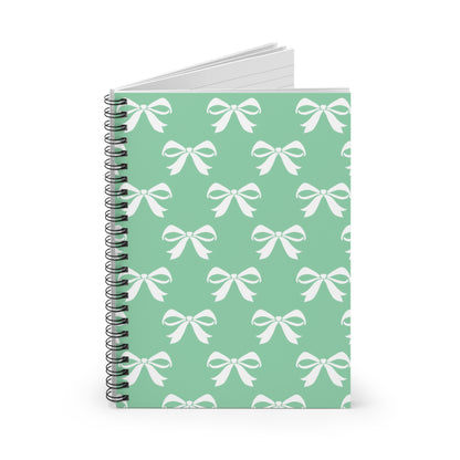 Spiral Notebook - Ruled Line Girlie Bow Green Solid