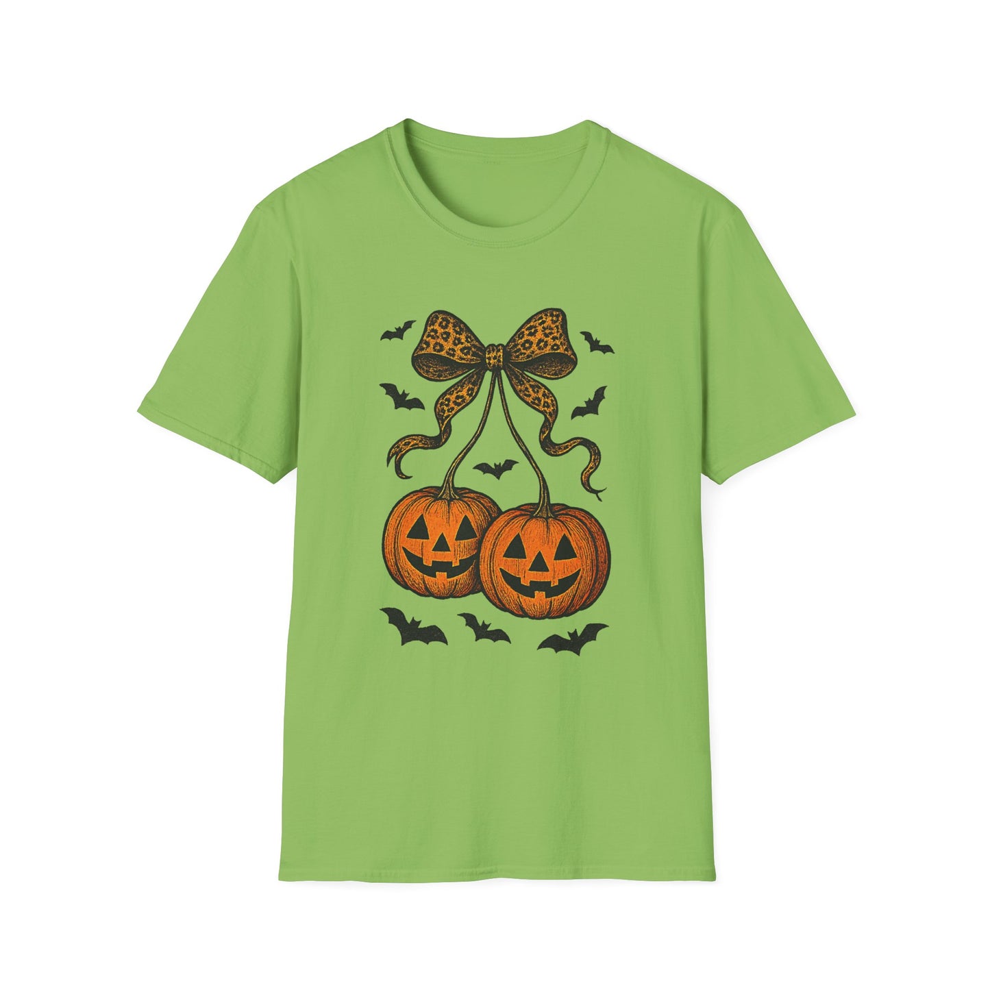 Leopard Bow Pumpkins Unisex Softstyle T-Shirt