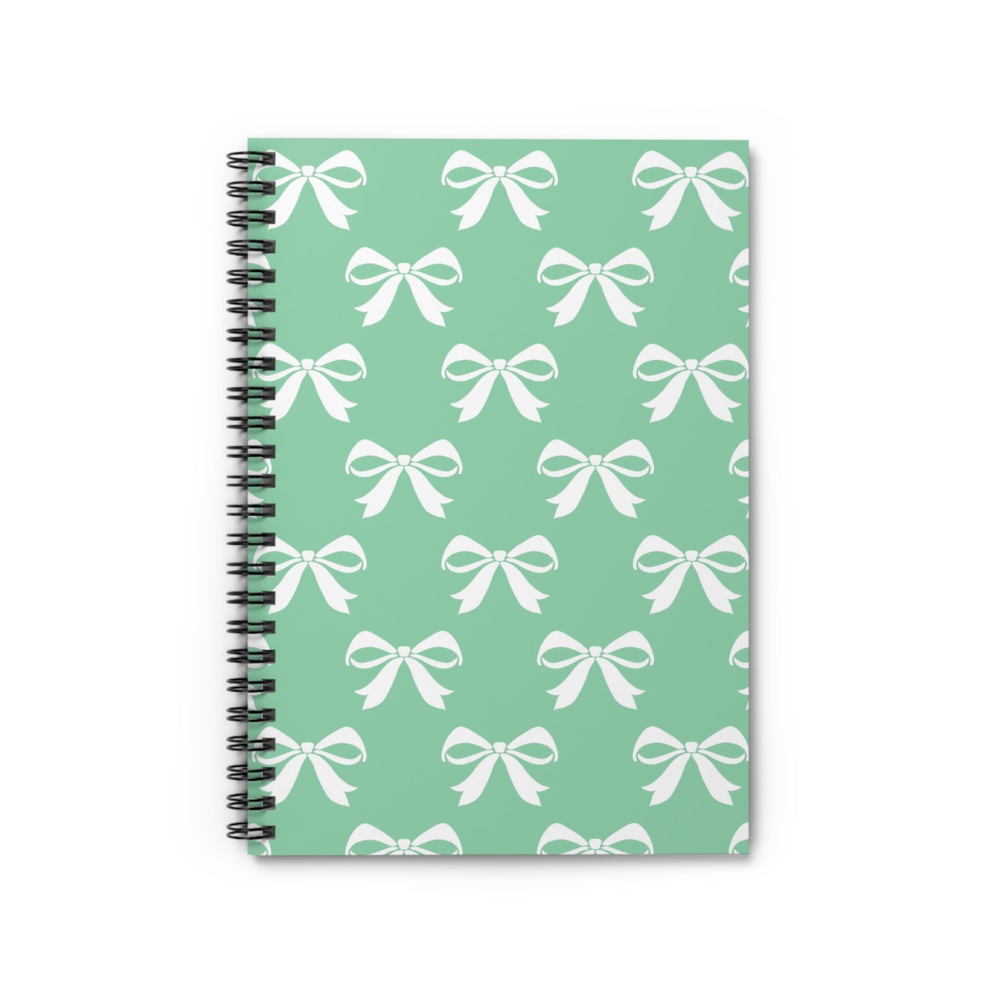 Spiral Notebook - Ruled Line Girlie Bow Green Solid