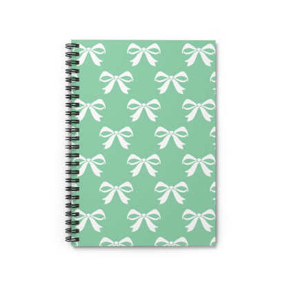 Spiral Notebook - Ruled Line Girlie Bow Green Solid