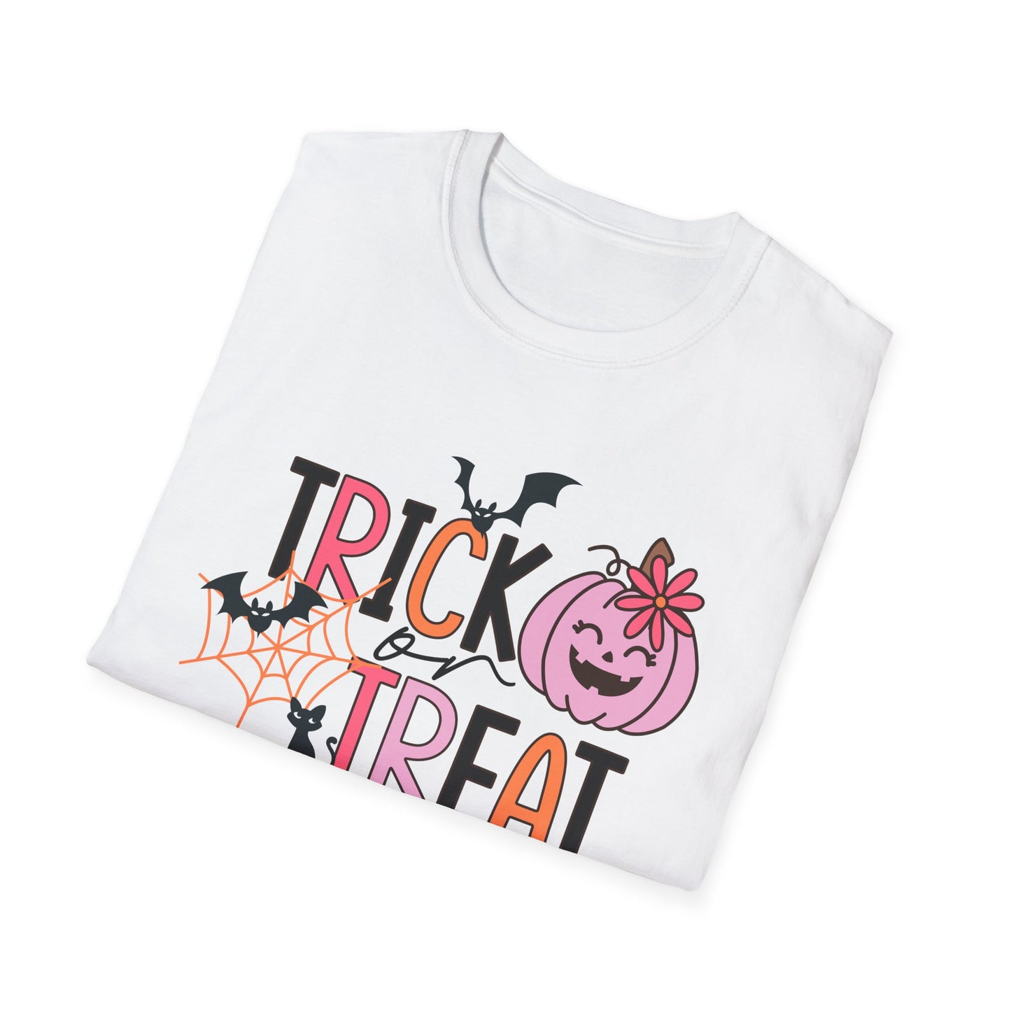 Trick Or Treat Pink Pumpkin Unisex Softstyle T-Shirt
