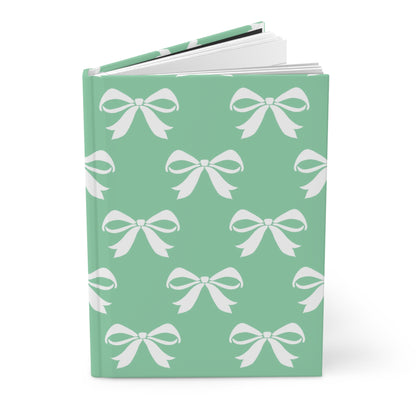 Hardcover Journal Matte Girlie Bow Green Solid