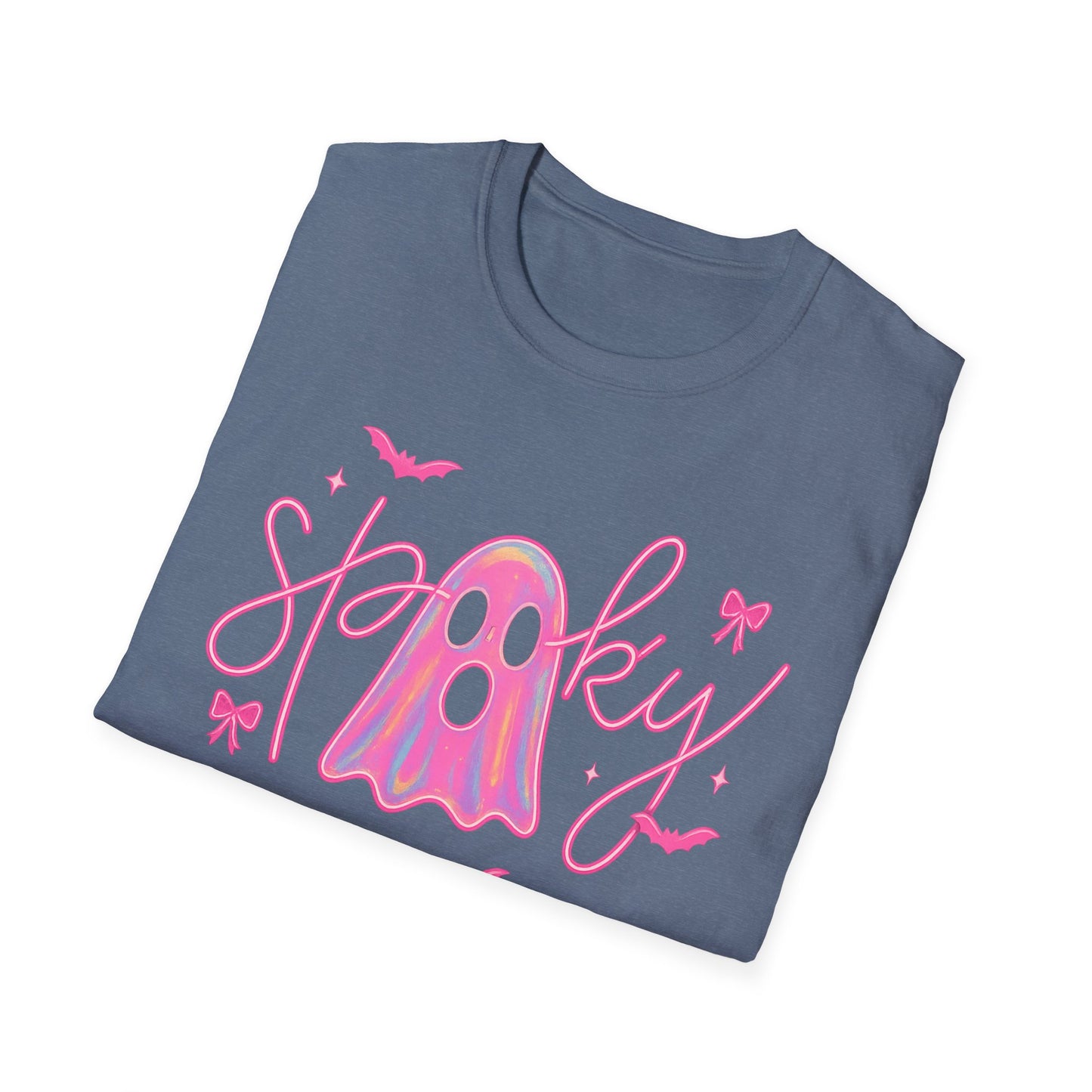 Spooky Pink Ghost Unisex Softstyle T-Shirt