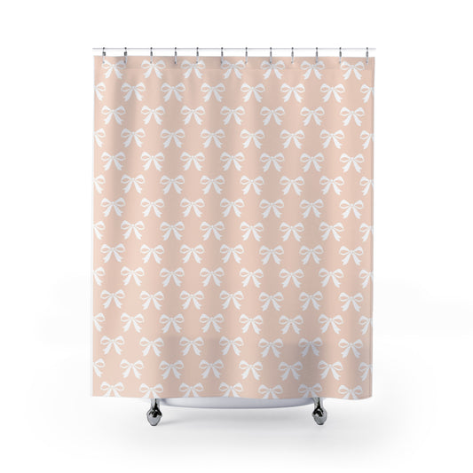 Shower Curtains Girlie Bow Light Pink Solid