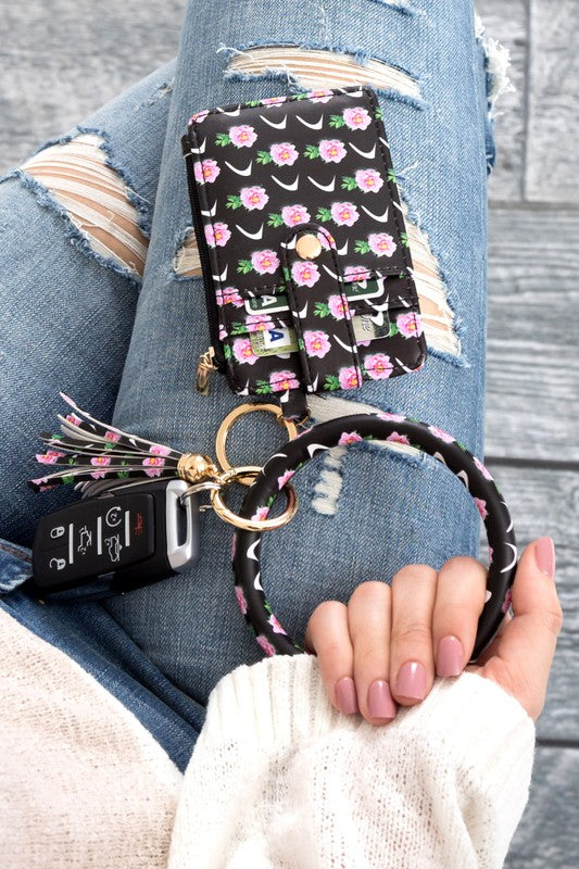 Key Ring Wallet Bracelet ID Zip Up