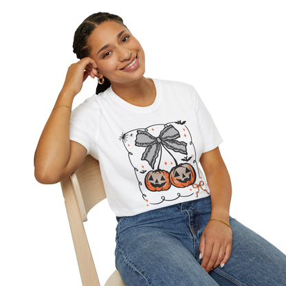 Lace Bow Orange Pumpkin Unisex Softstyle T-Shirt