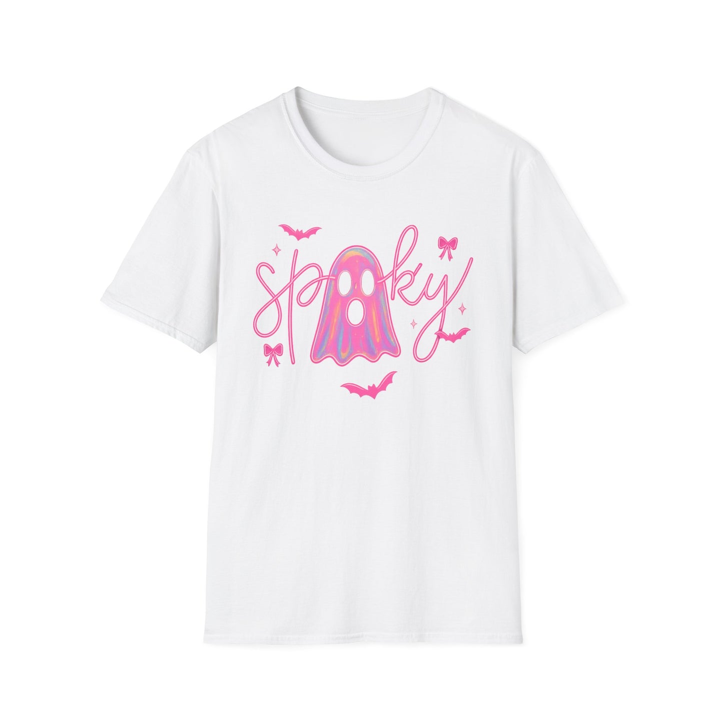 Spooky Pink Ghost Unisex Softstyle T-Shirt
