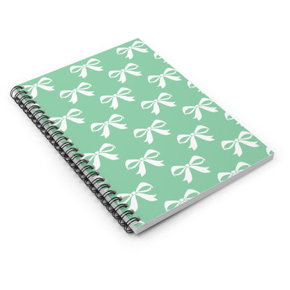 Spiral Notebook - Ruled Line Girlie Bow Green Solid