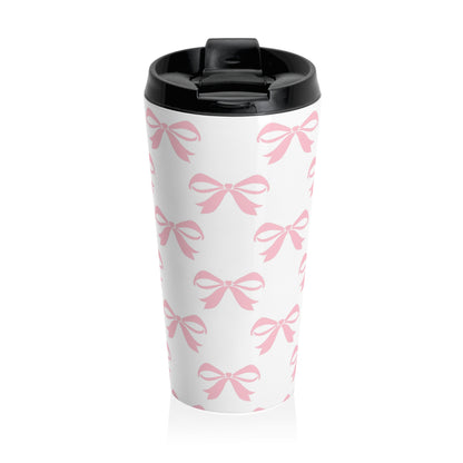 Stainless Steel Travel Mug Girlie Bow Pink
