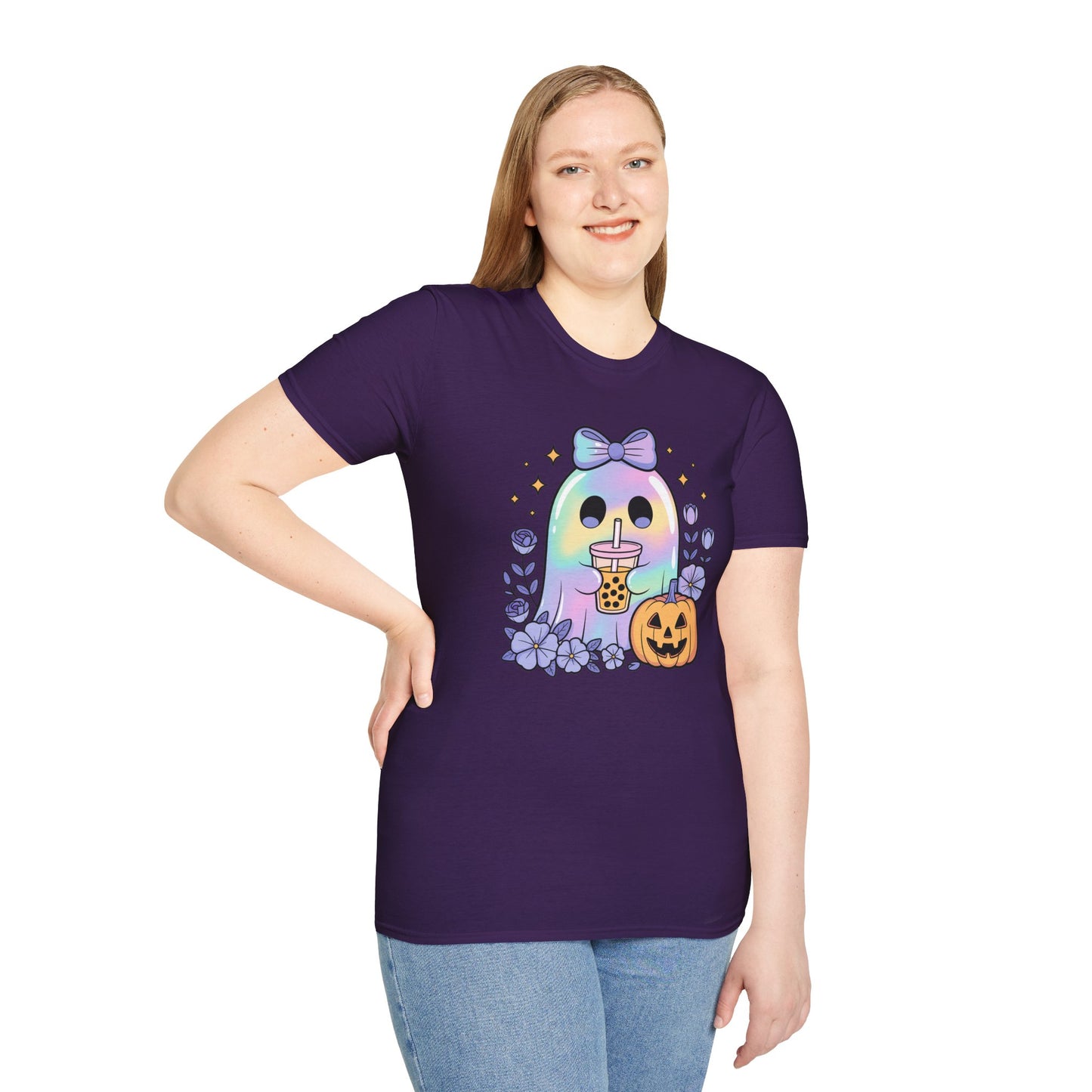 Iridescent Ghost with Coffee Unisex Softstyle T-Shirt