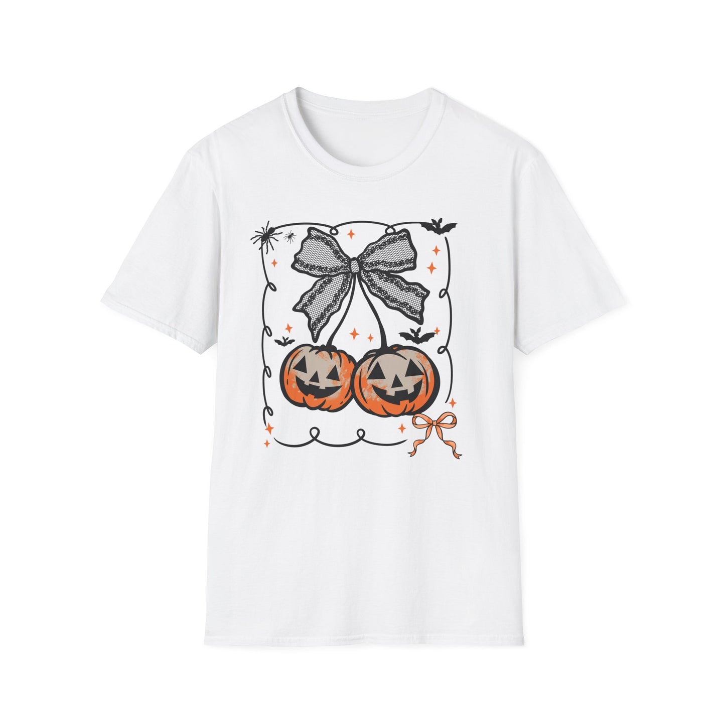 Lace Bow Orange Pumpkin Unisex Softstyle T-Shirt